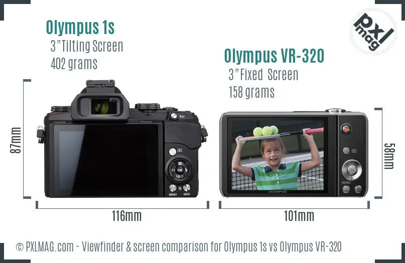 Olympus 1s vs Olympus VR-320 Screen and Viewfinder comparison
