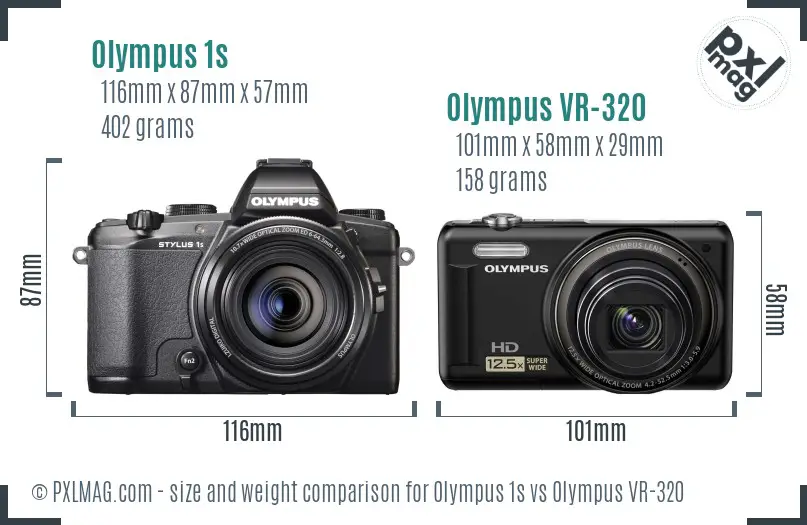 Olympus 1s vs Olympus VR-320 size comparison
