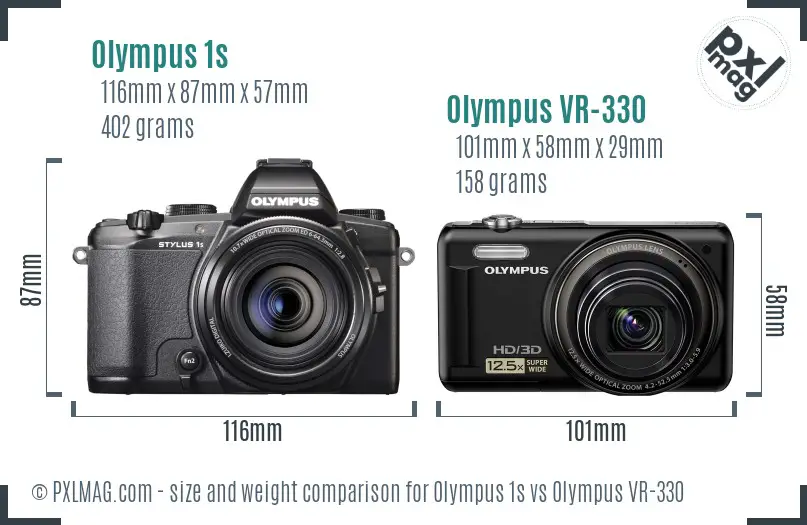 Olympus 1s vs Olympus VR-330 size comparison