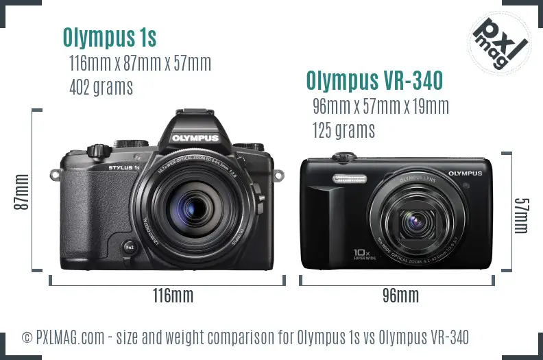 Olympus 1s vs Olympus VR-340 size comparison