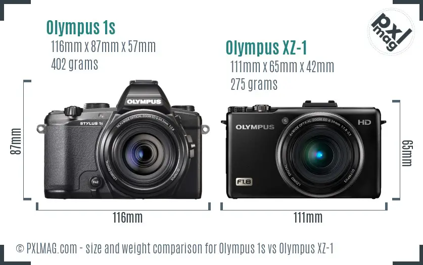 Olympus 1s vs Olympus XZ-1 size comparison