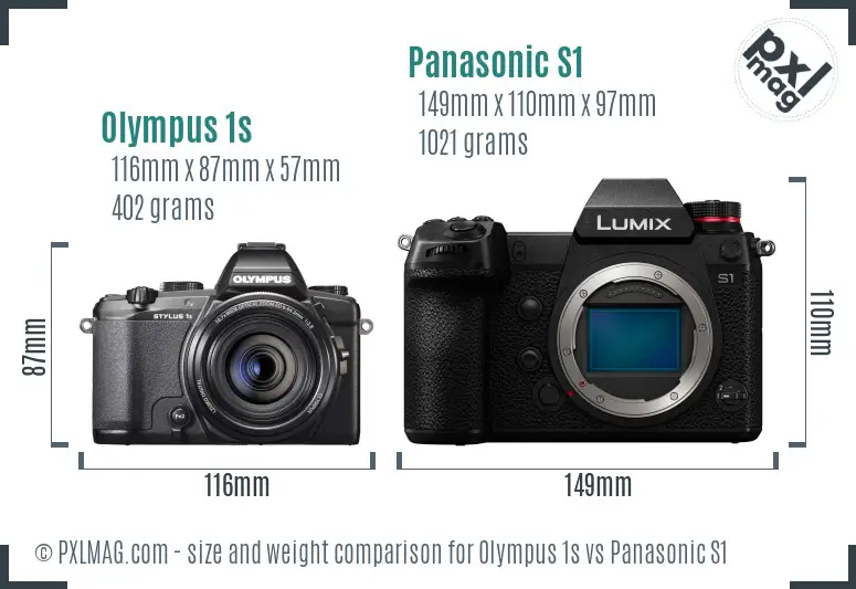 Olympus 1s vs Panasonic S1 size comparison