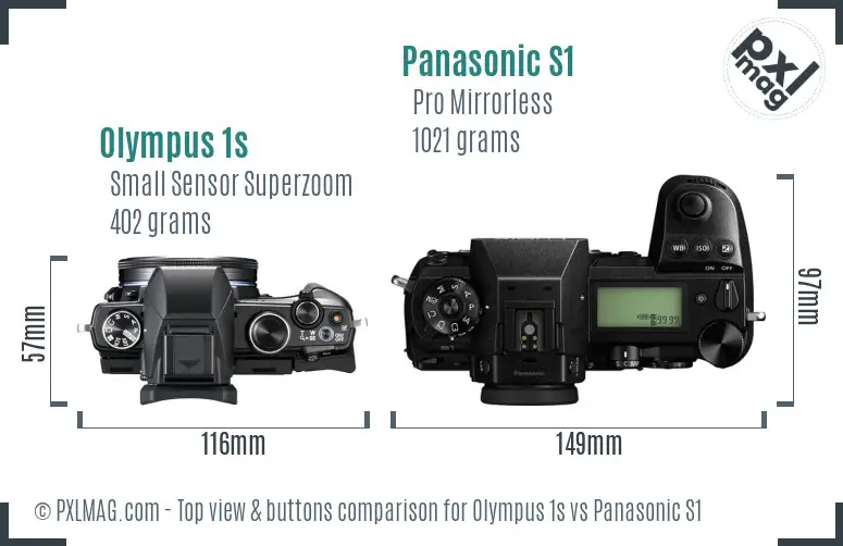 Olympus 1s vs Panasonic S1 top view buttons comparison