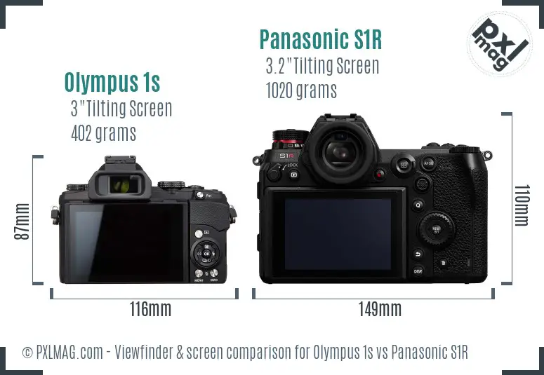 Olympus 1s vs Panasonic S1R Screen and Viewfinder comparison