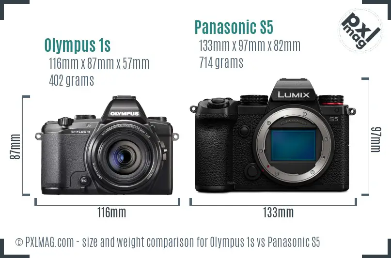 Olympus 1s vs Panasonic S5 size comparison