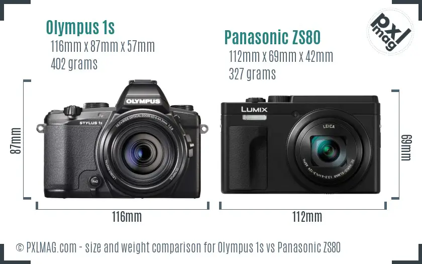 Olympus 1s vs Panasonic ZS80 size comparison