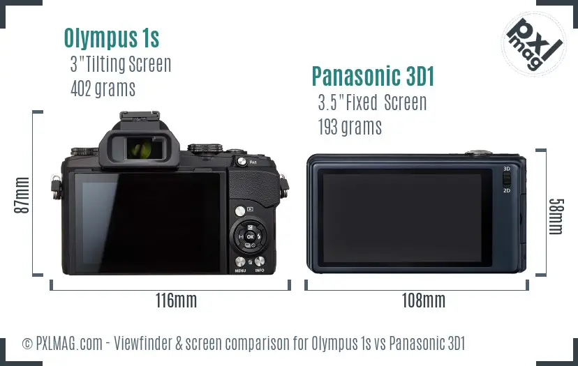 Olympus 1s vs Panasonic 3D1 Screen and Viewfinder comparison