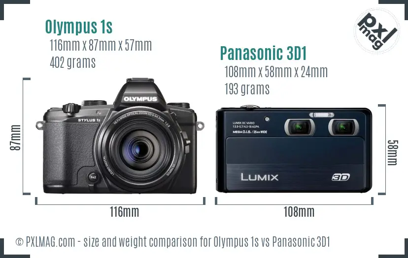 Olympus 1s vs Panasonic 3D1 size comparison