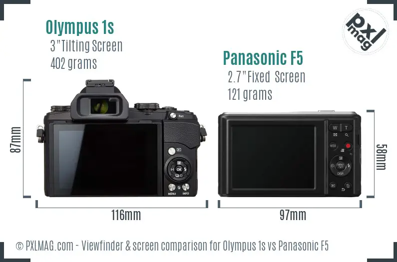 Olympus 1s vs Panasonic F5 Screen and Viewfinder comparison