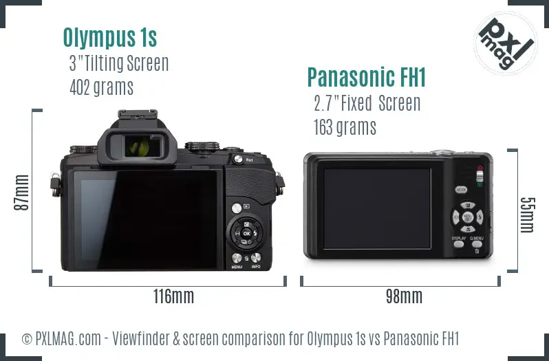 Olympus 1s vs Panasonic FH1 Screen and Viewfinder comparison
