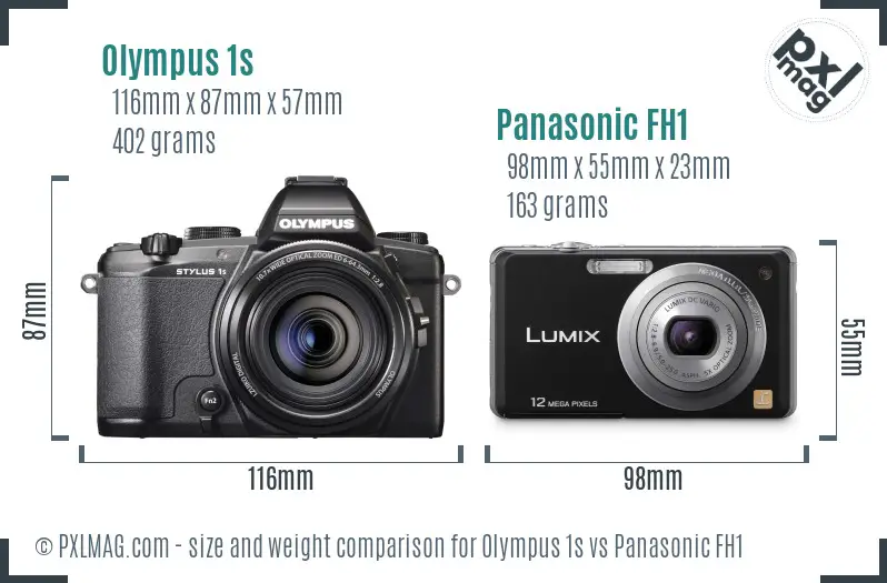 Olympus 1s vs Panasonic FH1 size comparison