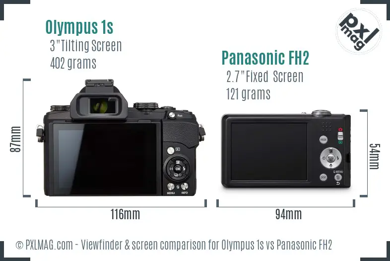 Olympus 1s vs Panasonic FH2 Screen and Viewfinder comparison