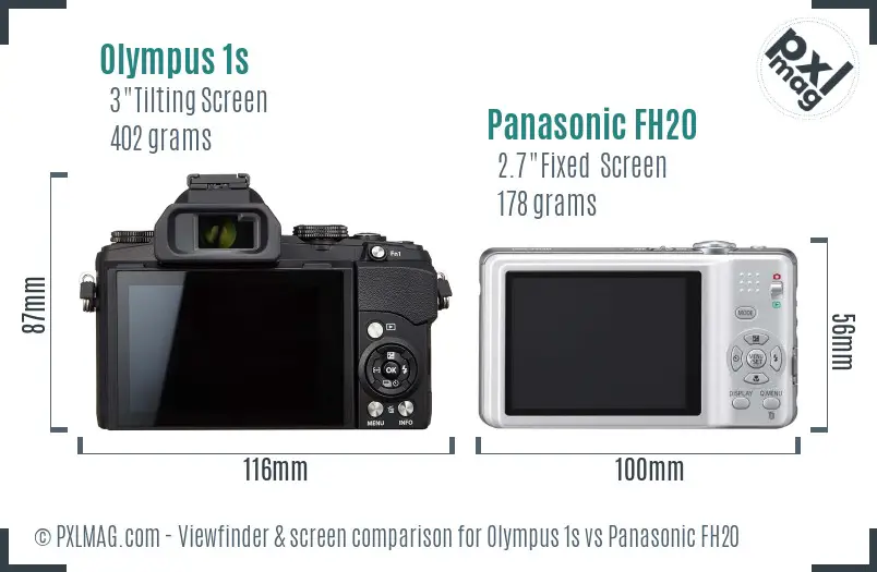 Olympus 1s vs Panasonic FH20 Screen and Viewfinder comparison