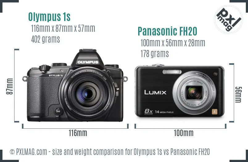 Olympus 1s vs Panasonic FH20 size comparison