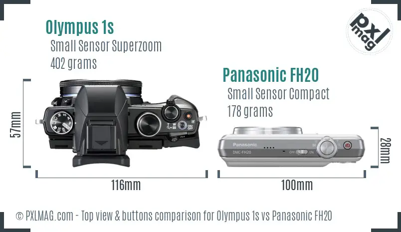 Olympus 1s vs Panasonic FH20 top view buttons comparison