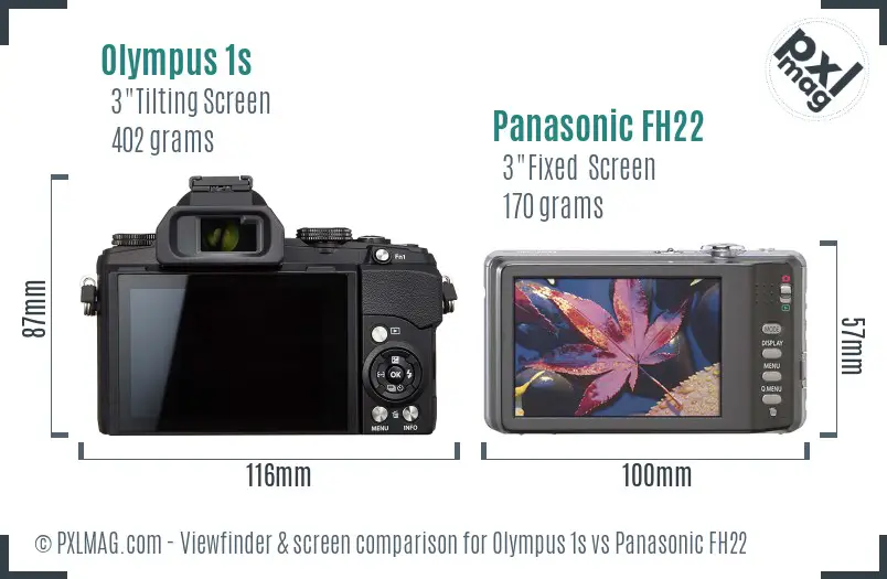 Olympus 1s vs Panasonic FH22 Screen and Viewfinder comparison
