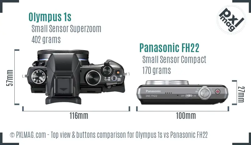 Olympus 1s vs Panasonic FH22 top view buttons comparison