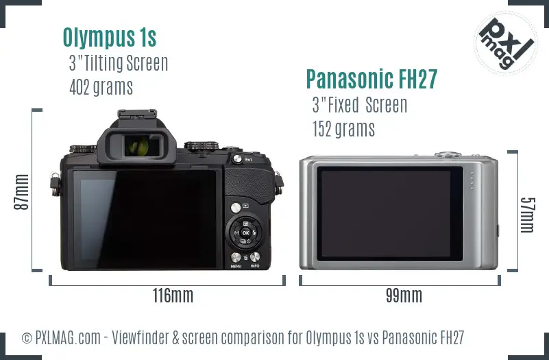 Olympus 1s vs Panasonic FH27 Screen and Viewfinder comparison