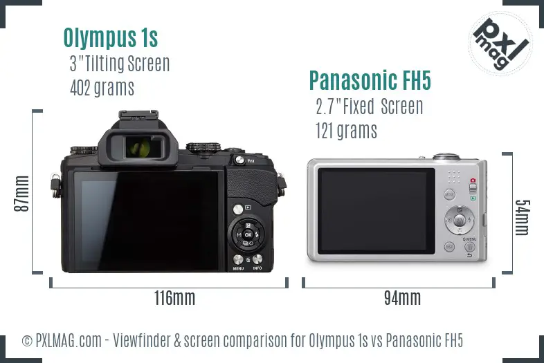 Olympus 1s vs Panasonic FH5 Screen and Viewfinder comparison