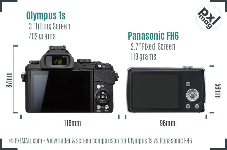 Olympus 1s vs Panasonic FH6 Screen and Viewfinder comparison