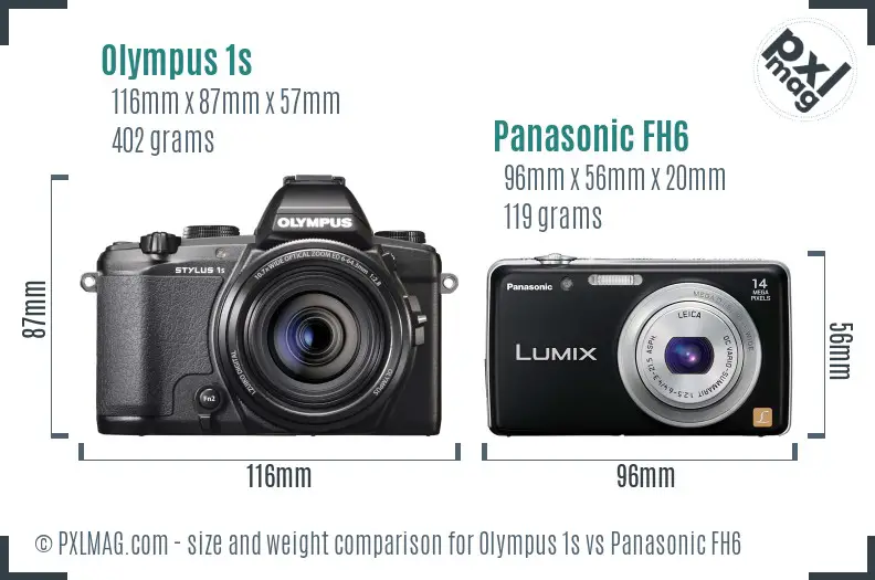 Olympus 1s vs Panasonic FH6 size comparison