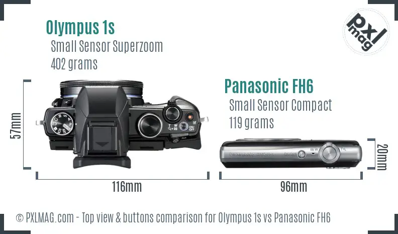 Olympus 1s vs Panasonic FH6 top view buttons comparison