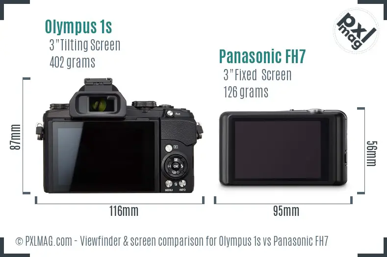 Olympus 1s vs Panasonic FH7 Screen and Viewfinder comparison