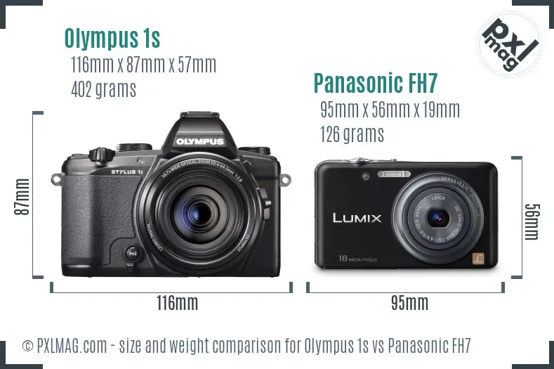 Olympus 1s vs Panasonic FH7 size comparison