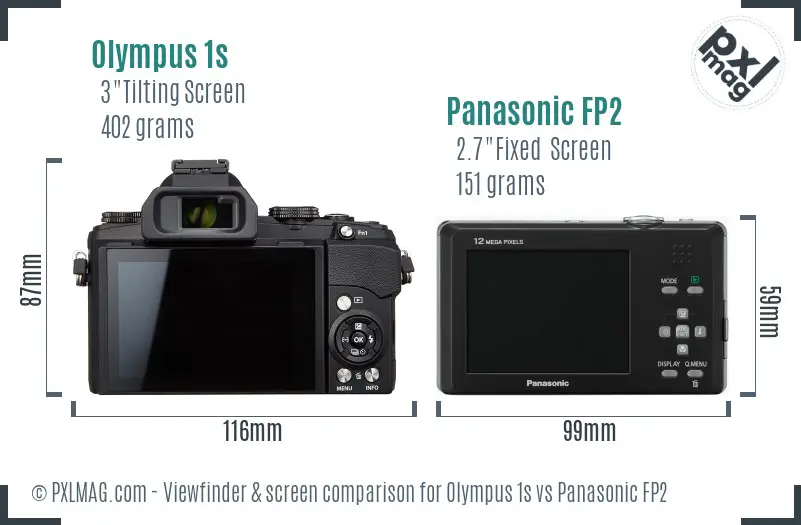 Olympus 1s vs Panasonic FP2 Screen and Viewfinder comparison