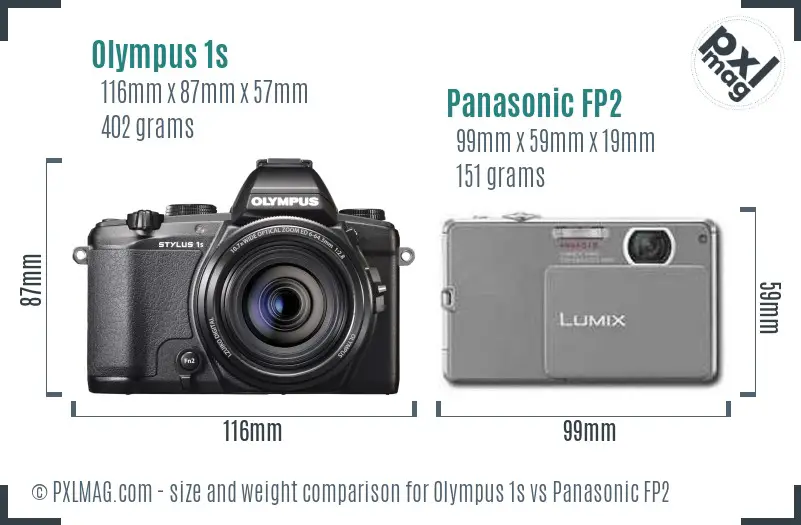 Olympus 1s vs Panasonic FP2 size comparison