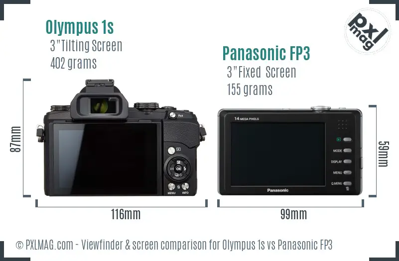 Olympus 1s vs Panasonic FP3 Screen and Viewfinder comparison