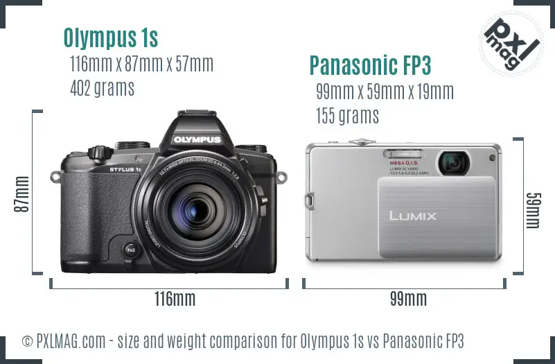 Olympus 1s vs Panasonic FP3 size comparison