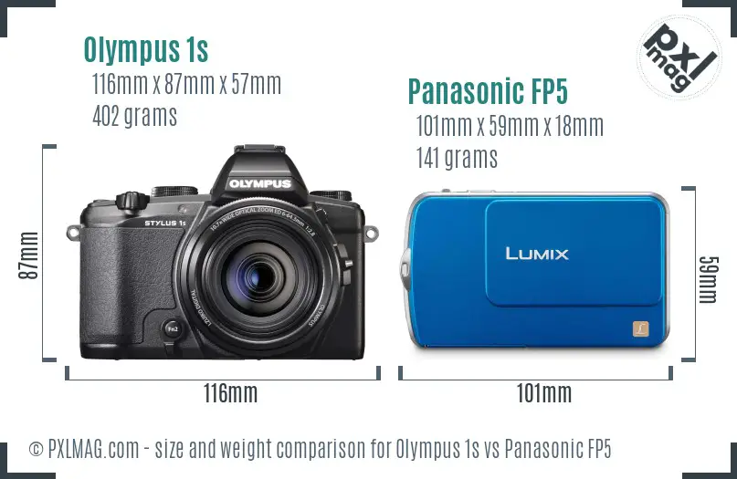 Olympus 1s vs Panasonic FP5 size comparison