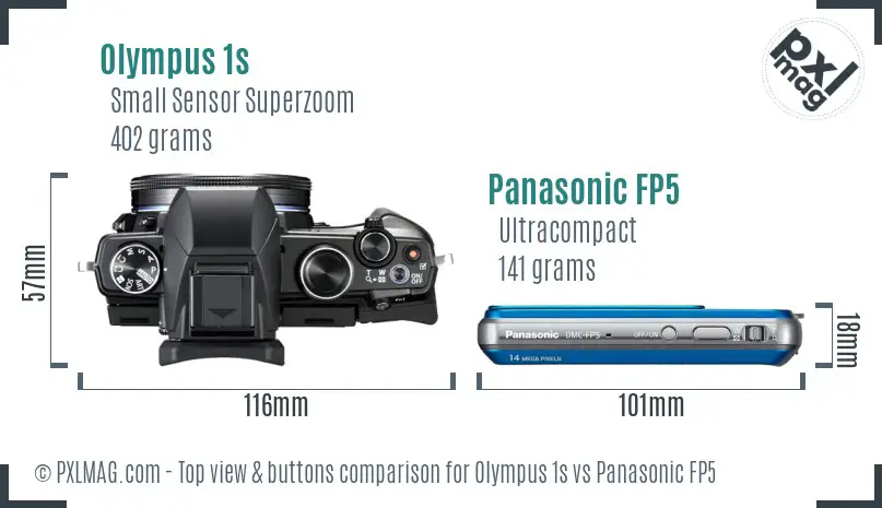 Olympus 1s vs Panasonic FP5 top view buttons comparison