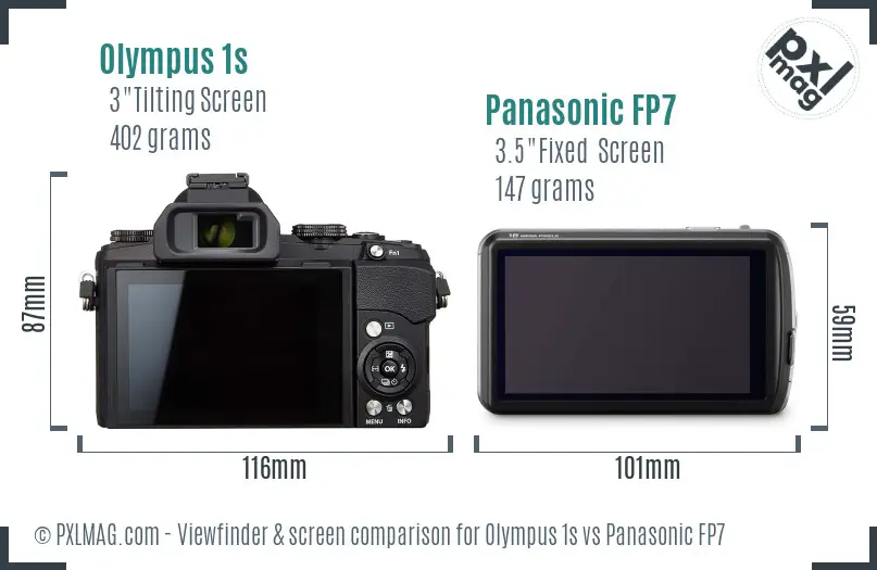 Olympus 1s vs Panasonic FP7 Screen and Viewfinder comparison