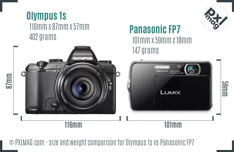 Olympus 1s vs Panasonic FP7 size comparison