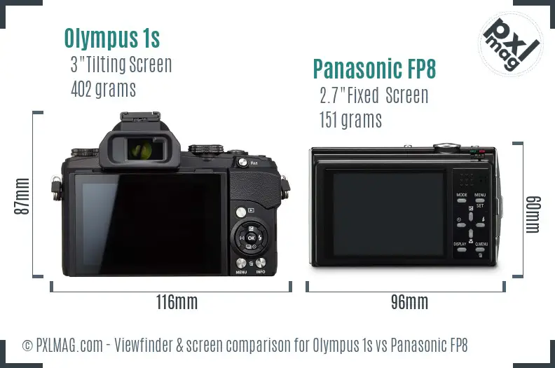 Olympus 1s vs Panasonic FP8 Screen and Viewfinder comparison