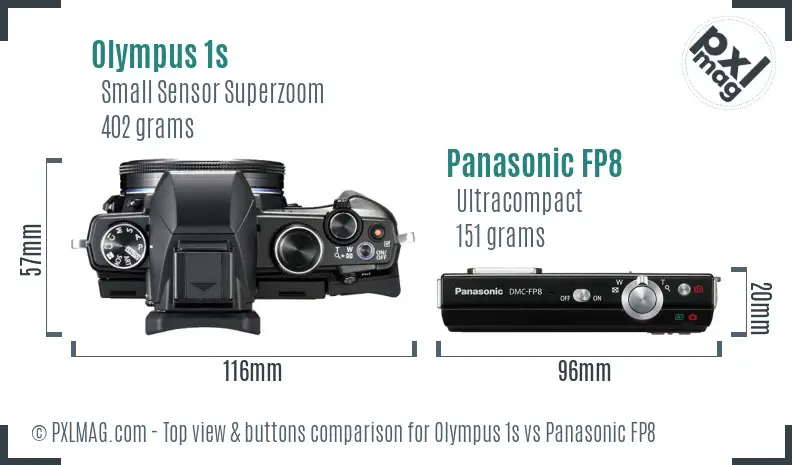 Olympus 1s vs Panasonic FP8 top view buttons comparison