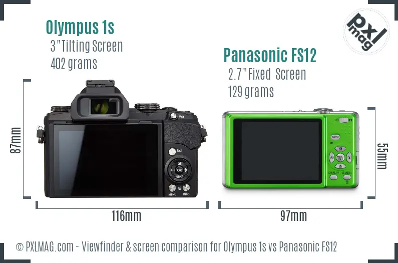 Olympus 1s vs Panasonic FS12 Screen and Viewfinder comparison