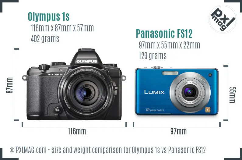 Olympus 1s vs Panasonic FS12 size comparison