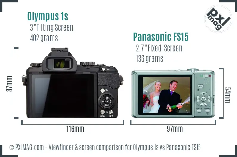 Olympus 1s vs Panasonic FS15 Screen and Viewfinder comparison