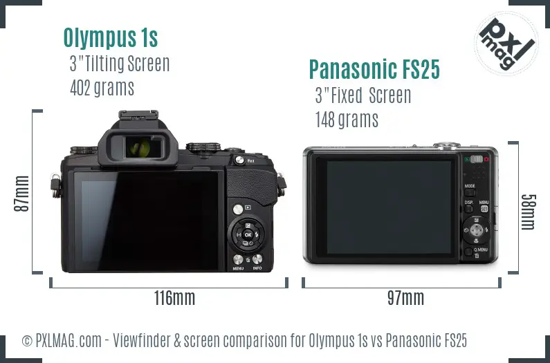 Olympus 1s vs Panasonic FS25 Screen and Viewfinder comparison