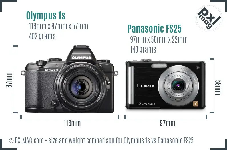 Olympus 1s vs Panasonic FS25 size comparison
