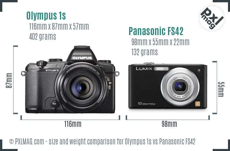 Olympus 1s vs Panasonic FS42 size comparison