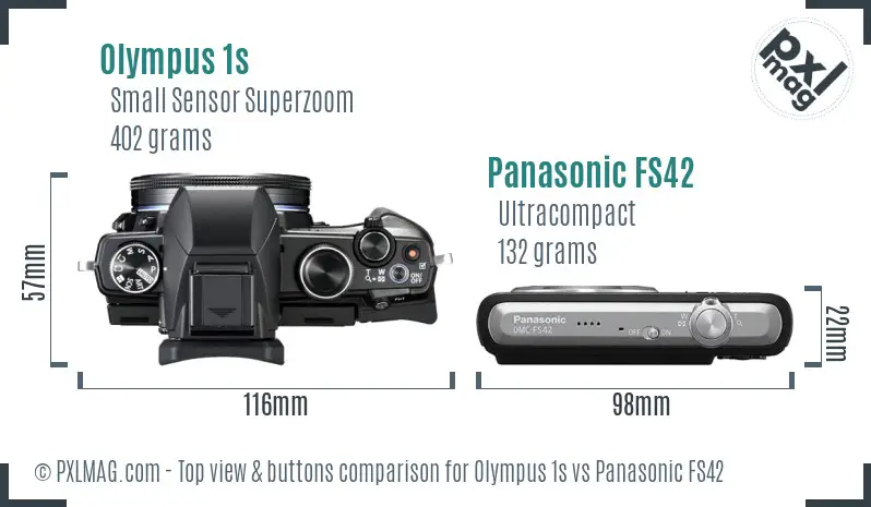 Olympus 1s vs Panasonic FS42 top view buttons comparison
