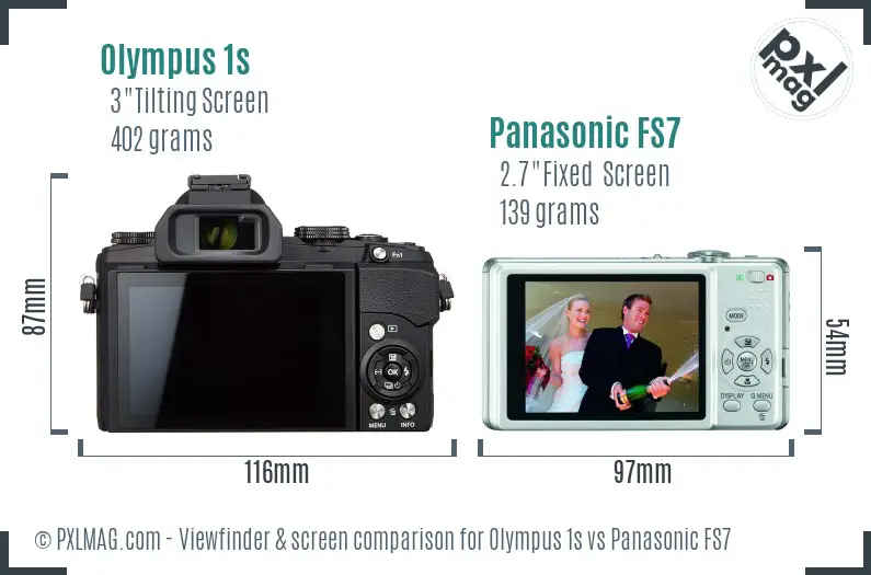 Olympus 1s vs Panasonic FS7 Screen and Viewfinder comparison
