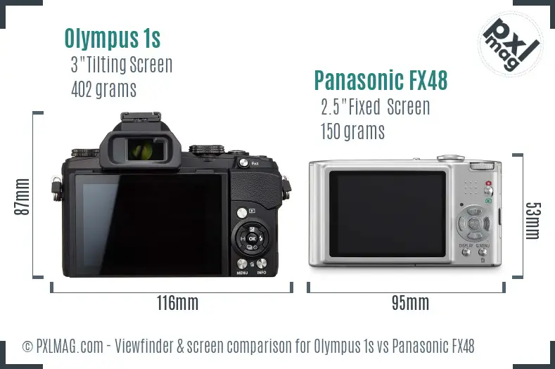 Olympus 1s vs Panasonic FX48 Screen and Viewfinder comparison