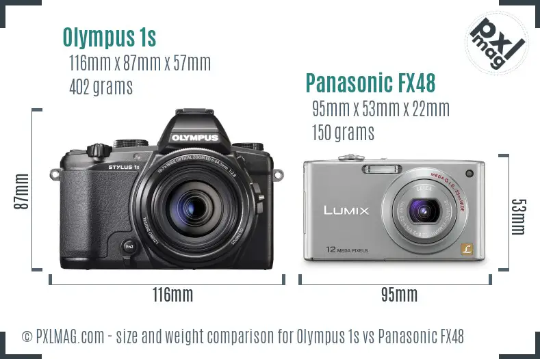 Olympus 1s vs Panasonic FX48 size comparison