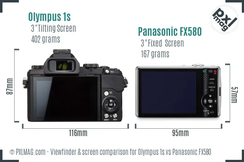 Olympus 1s vs Panasonic FX580 Screen and Viewfinder comparison