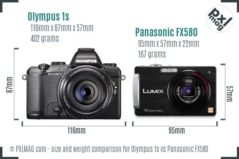 Olympus 1s vs Panasonic FX580 size comparison